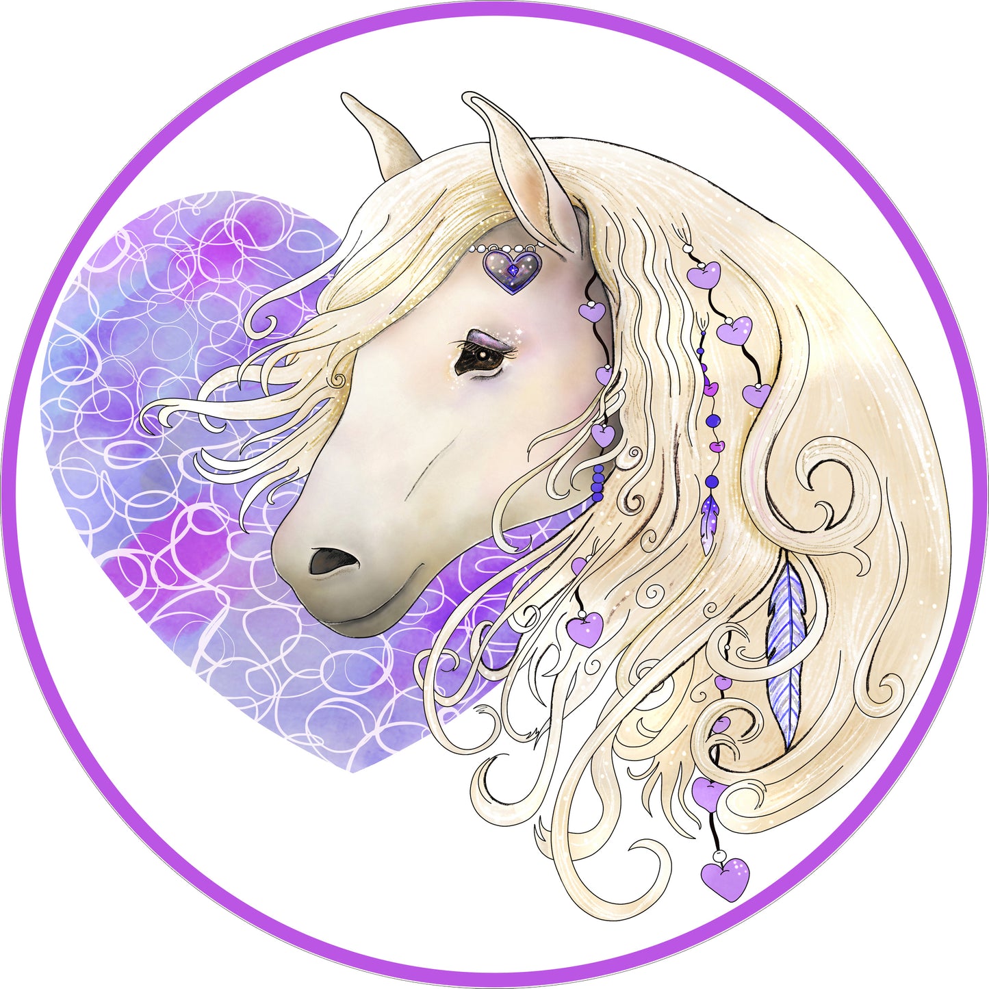 Tortenaufleger Pferd mit lila Herz