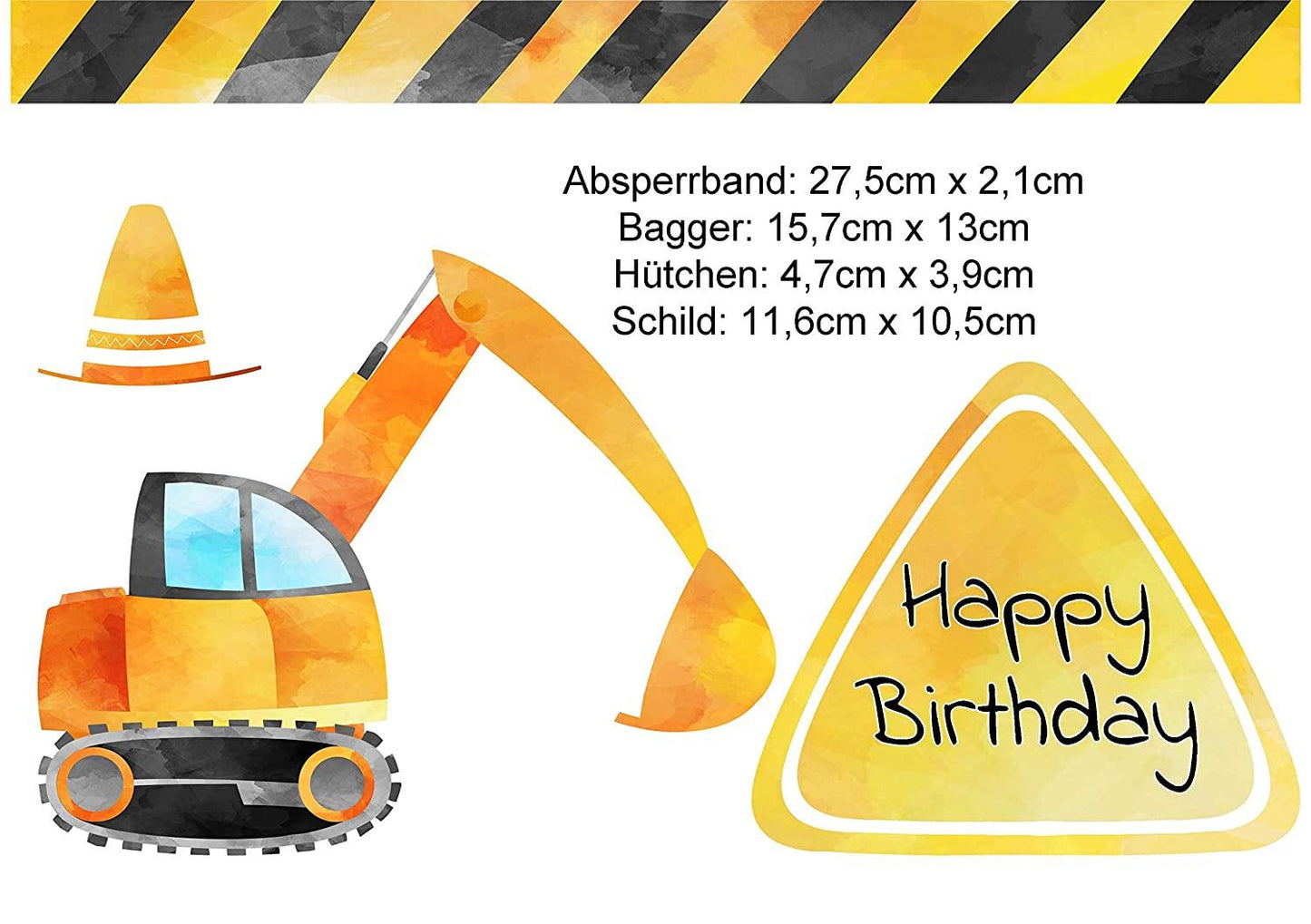 Torten-Dekorationsset Baustelle - 10 teilig zum Selbstausschneiden - Tolle-Tortenaufleger