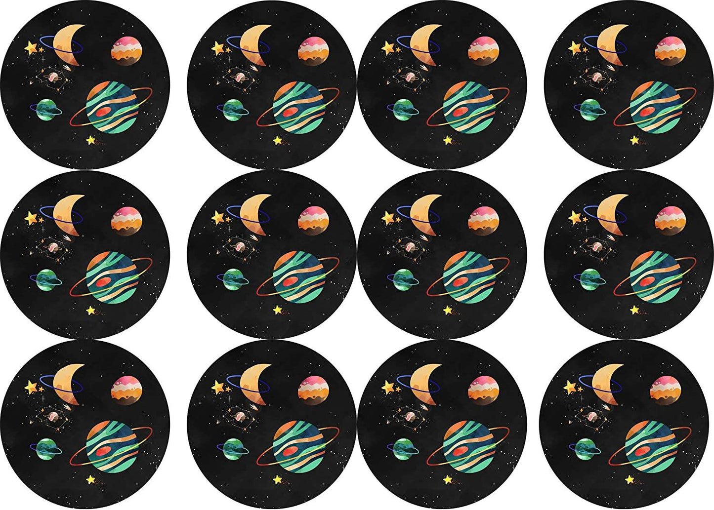 Muffinaufleger Planeten - 12 Stück ausgestanzt - Tolle-Tortenaufleger