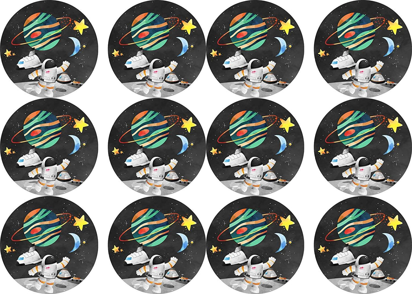 Muffinaufleger Astronaut im Weltraum - 12 Stück augestanzt - Tolle-Tortenaufleger