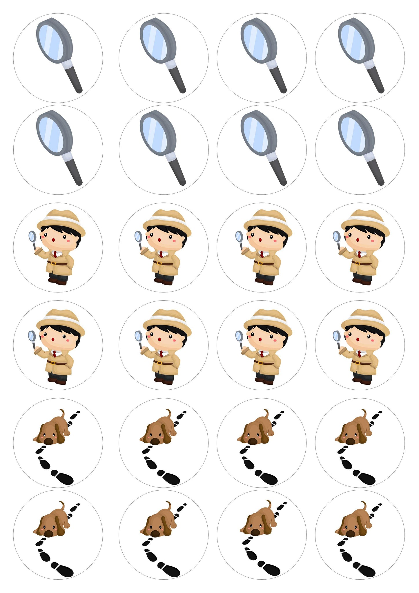 Muffinaufleger Detektiv - 24 Stück zum Selbstausschneiden - Tolle-Tortenaufleger