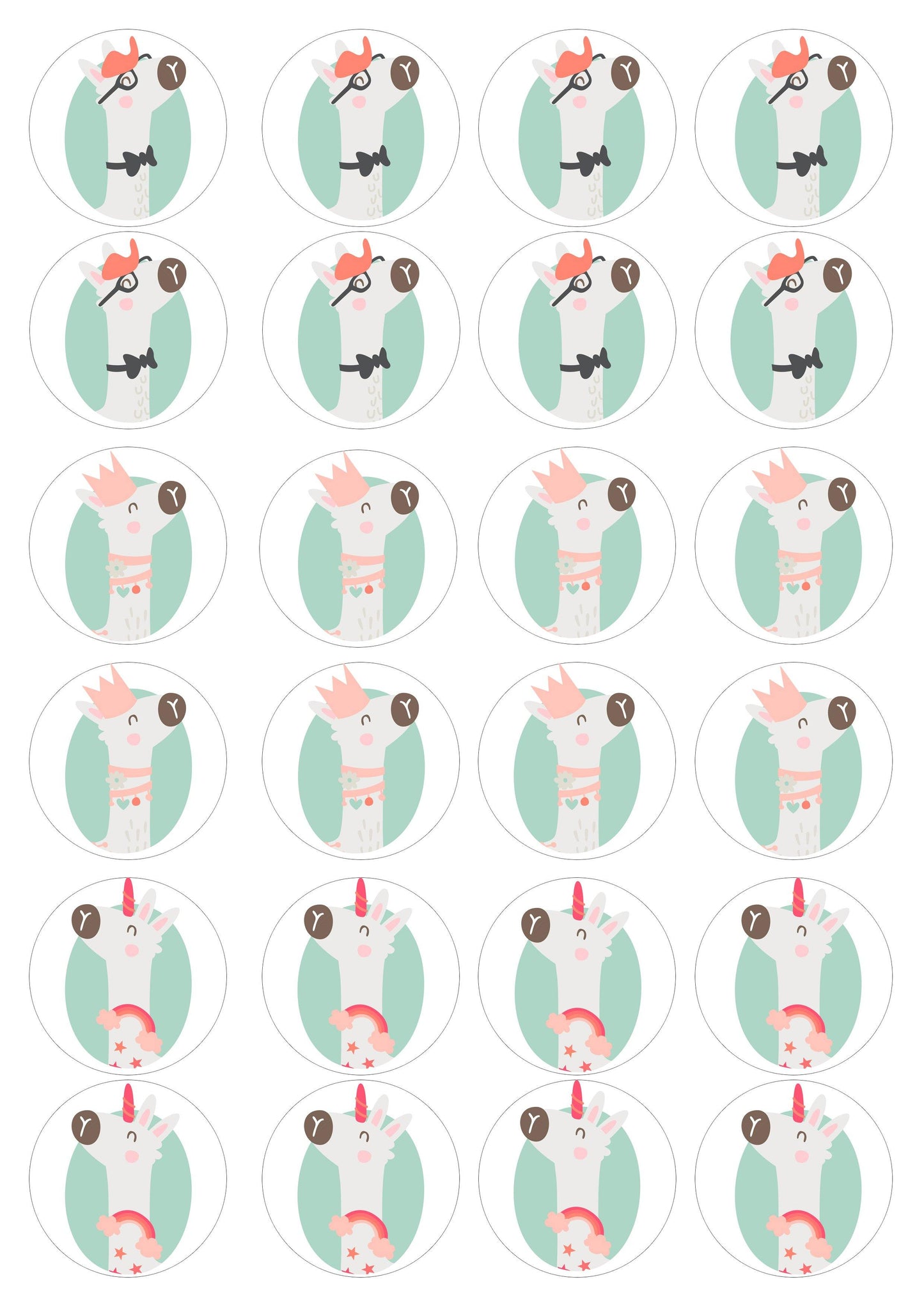 Muffinaufleger Lama - 24 Stück zum Selbstausschneiden - Tolle-Tortenaufleger