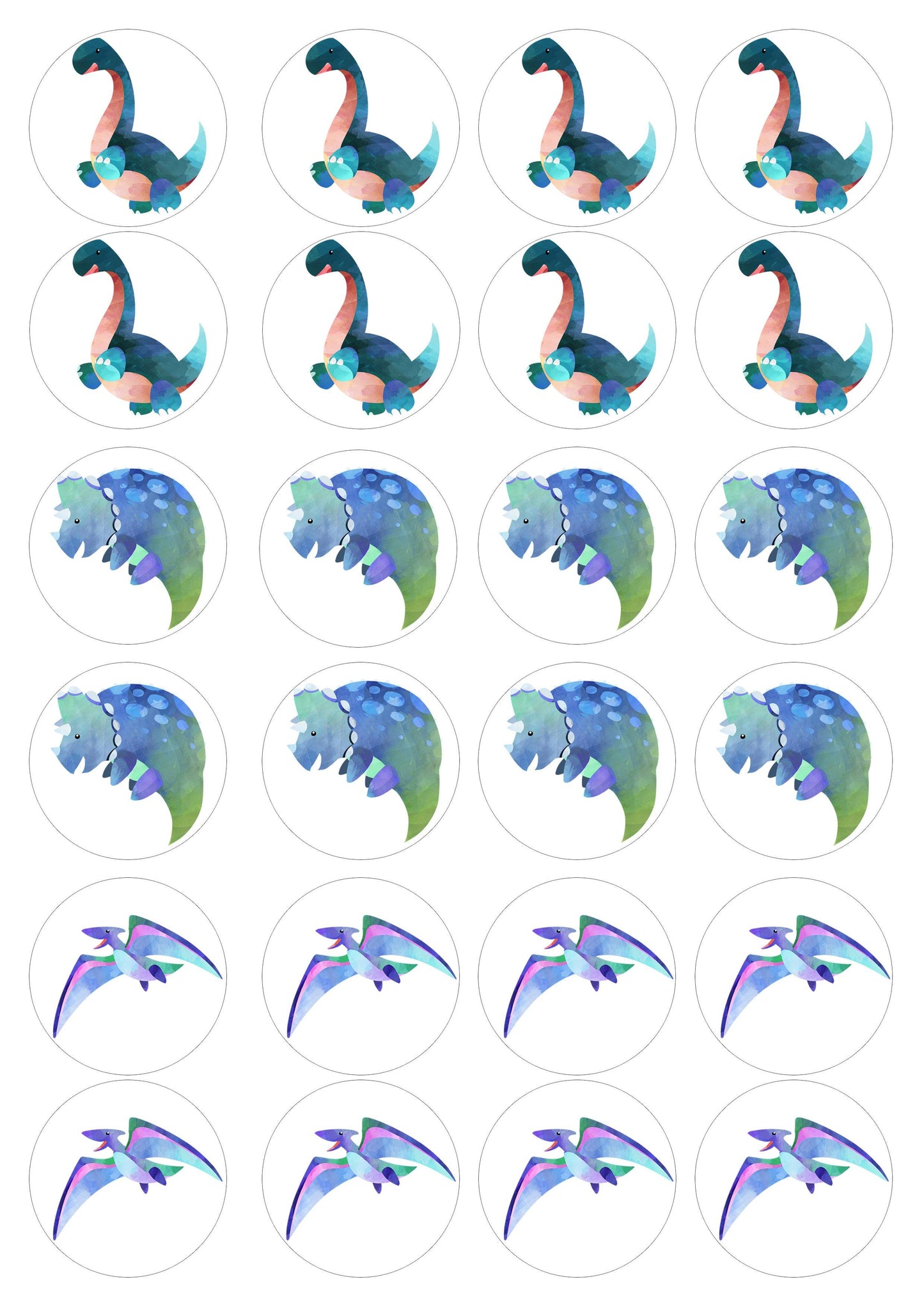 Muffinaufleger Dinos - 24 Stück zum Selbstausschneiden - Tolle-Tortenaufleger