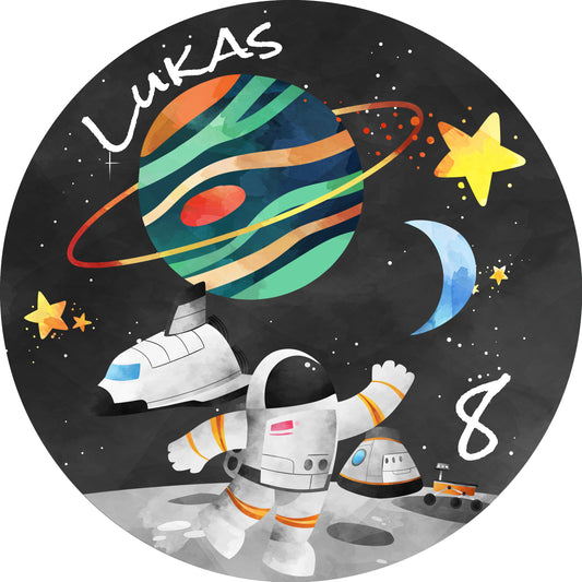 Tortenaufleger Astronaut im Weltraum personalisierbar