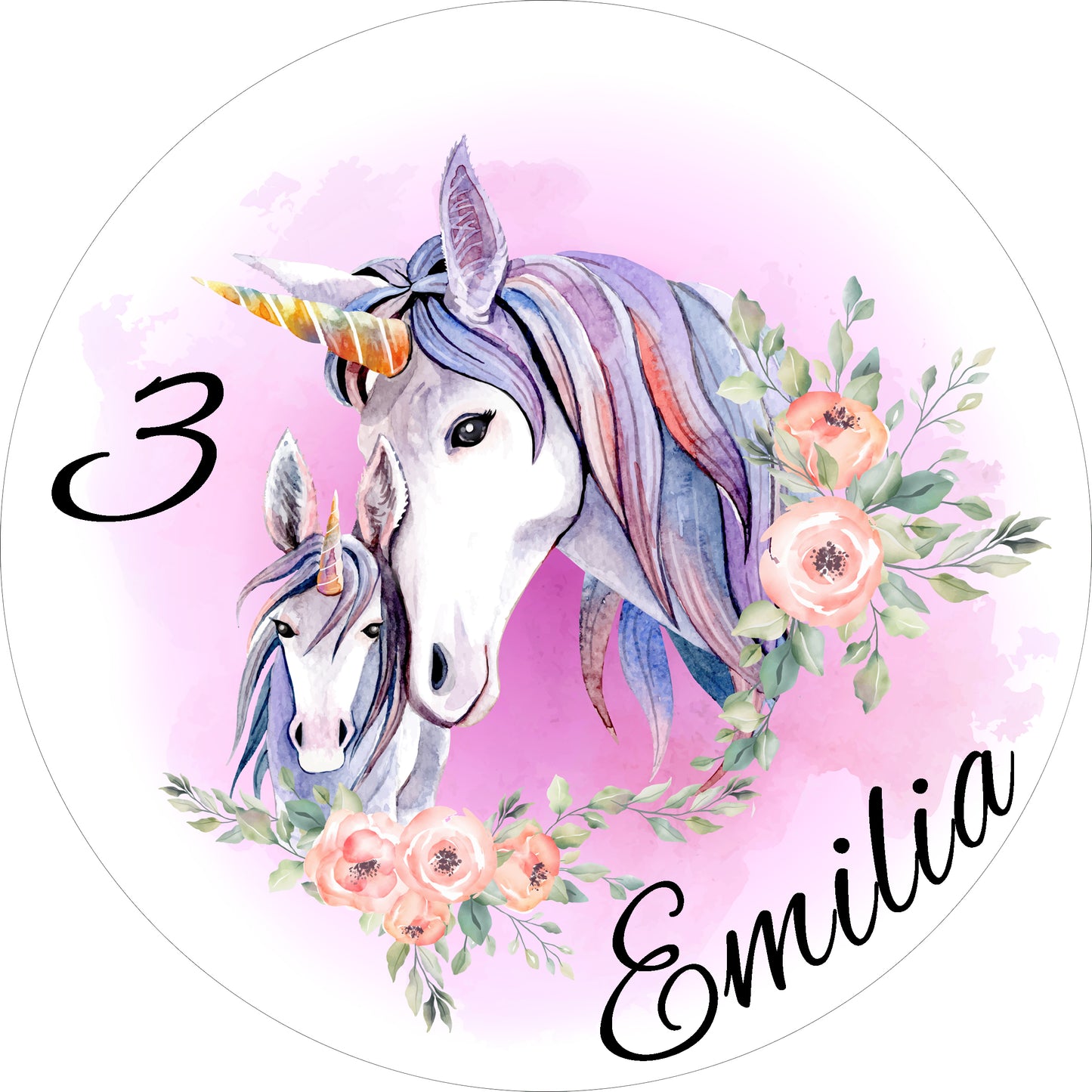 Tortenaufleger Einhorn personalisierbar