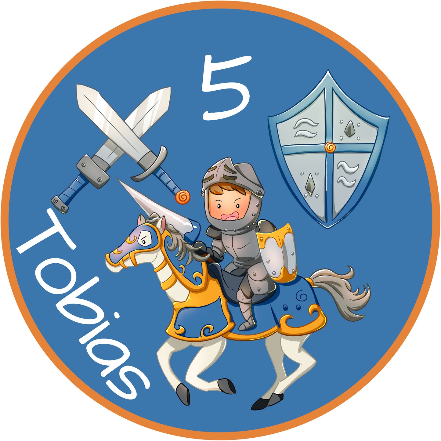 Tortenaufleger Ritter mit Schwert und Schild personalisierbar