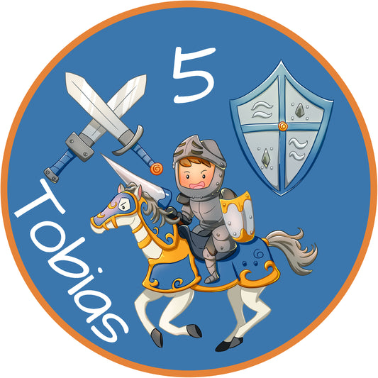 Tortenaufleger Ritter mit Schwert und Schild personalisierbar