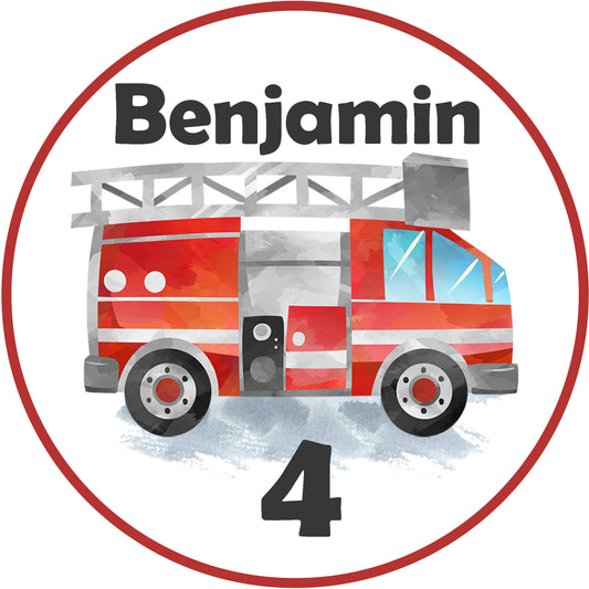 Tortenaufleger Feuerwehrauto personalisierbar