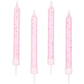 10 Kuchenkerzen (rosa mit Glitzer) mit Halter