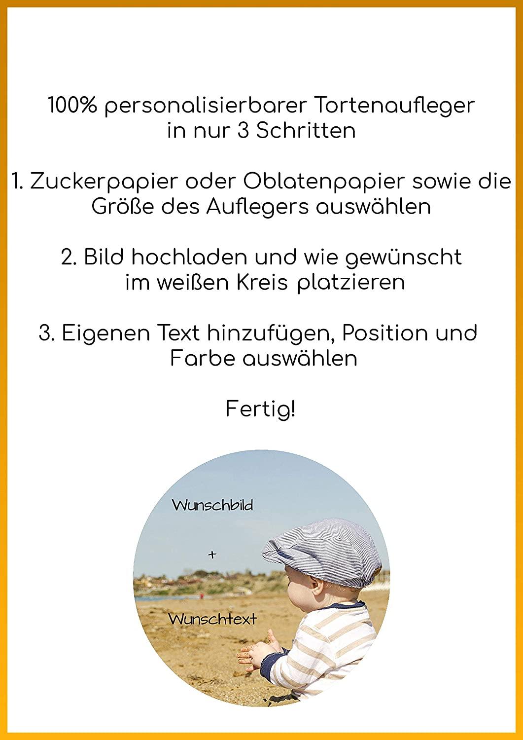 Personalisierbarer Tortenaufleger mit Wunschtext und Wunschbild - Tolle-Tortenaufleger