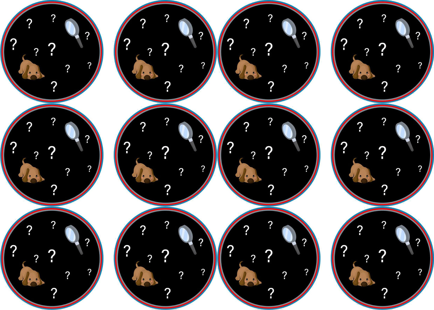 Muffinaufleger Detektiv Fragezeichen - 12 Stück ausgestanzt - Tolle-Tortenaufleger