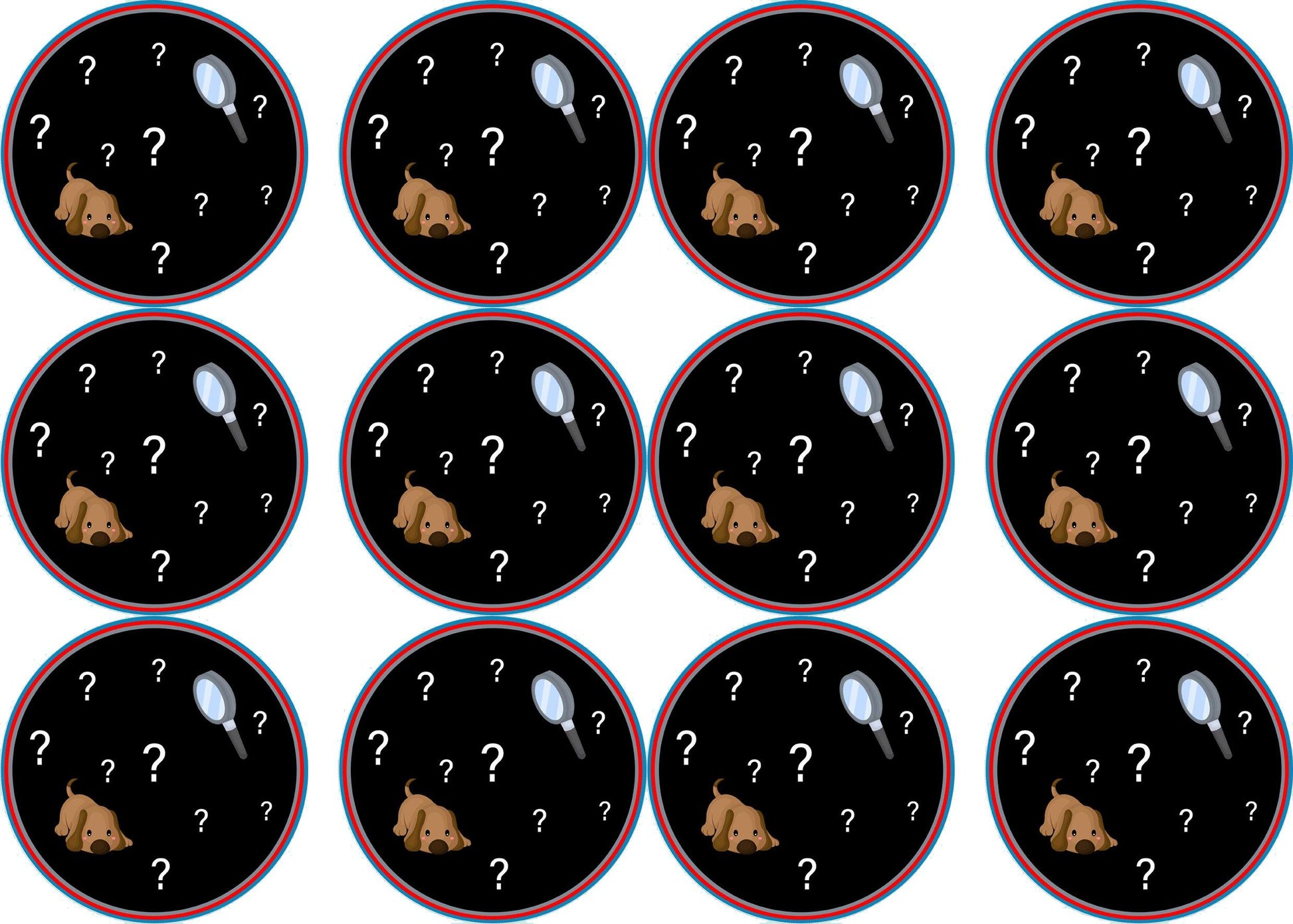 Muffinaufleger Detektiv Fragezeichen - 12 Stück ausgestanzt - Tolle-Tortenaufleger