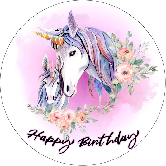 Tortenaufleger Einhorn Happy Birthday
